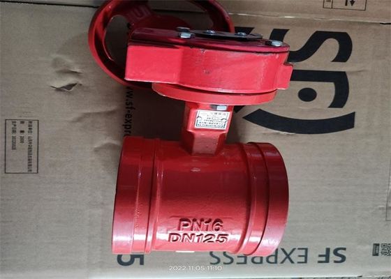 Turbine Groove Butterfly Valve Red Color Fire Protection