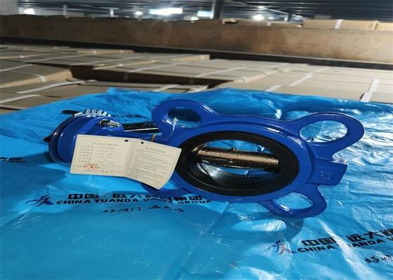 Pn16 Dn100 Wafer Type Butterfly Valve With Pin Cast Iron Material Emdp Seat