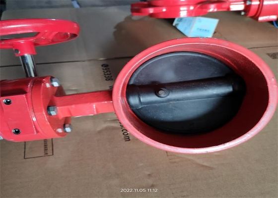 Turbine Groove Butterfly Valve Red Color Fire Protection